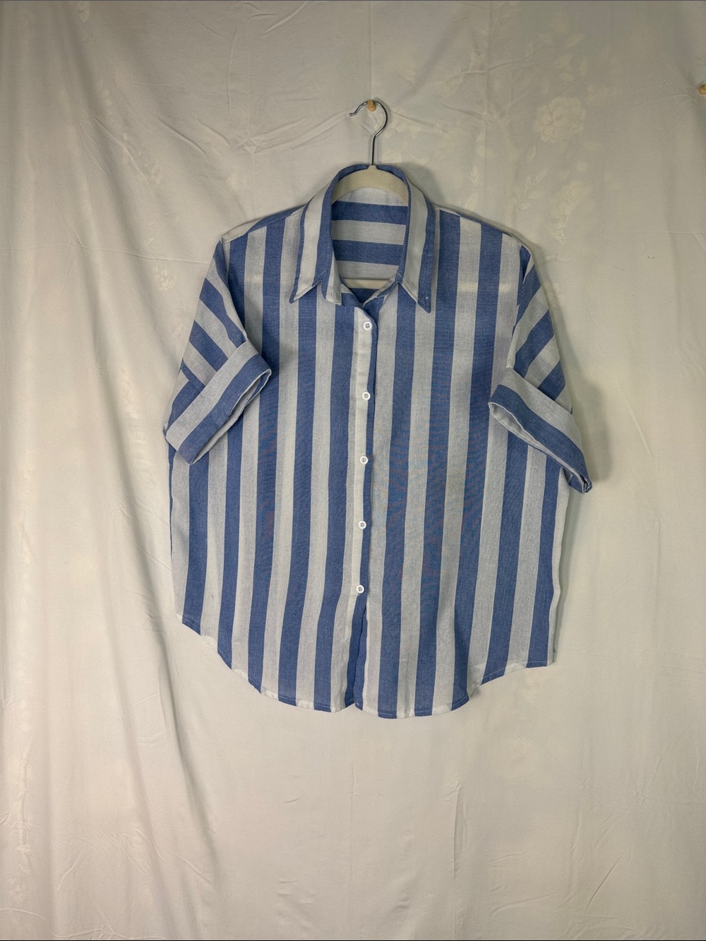 Blue and White Striped Button Down Shirt